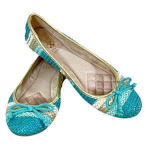 VINCE CAMUTO Lyon‎ Woven Leather Upper Bow Tie Ballerina Flats